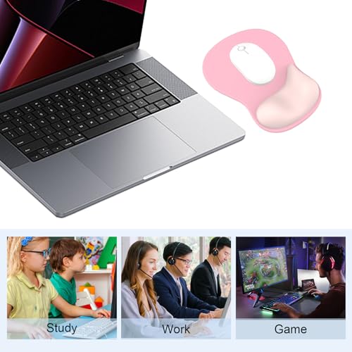 Ergonomic Mouse Pad with Gel Wrist Support, Comfortable Wrist Rest Mousepad with Non-Slip PU Base for Pain Relief, Desk, Home & Office(Dark Pink) - color: Dark Pink