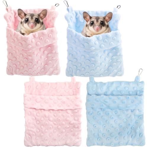 Small Animal Hammock Sleeping Bag Pink Suede Hanging Warm Nest for Hamsters, Hedgehog Squirrels, Ferrete and Other Small Pet Cage Accessories