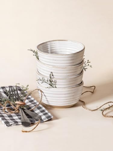 LE TAUCI Small Bowls 10 oz, Ice Cream Bowl, Ceramic Stoneware Bowl, Bowls Set for Dessert, Fruits, Side Dishes, Suit For Housewarming - 4.5 Inch, Set of 4, Arctic white - size: 4.5 inch