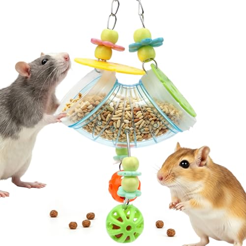 Hypeety Rat Enrichment Toys Cage Accessories Chew Toys for Mice Parrots Rat | Promotes natural foraging, reduces boredom, with wide opening, hanging slow feeder for treats, easy-clean, puzzle toy, blue - color: Blue