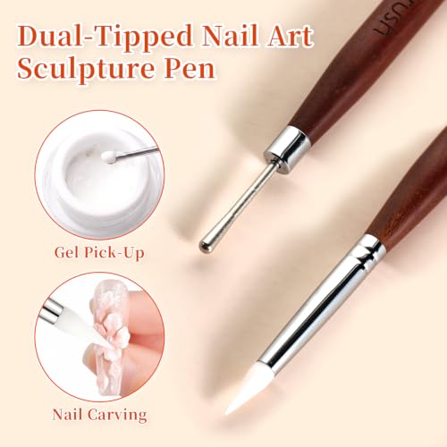 Nail Art Clean Up Brushes,Nail Brushes for Cleaning Polish Mistakes on the Cuticles, Acetone Resistant Nail Brush, Fingernail Cleaning Brushes for Nail Art and Designs (Brown) - color: Brown