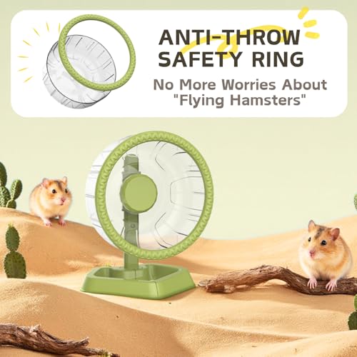 Hamster Wheel, Quiet Spinner Hamster Running Exercise Wheel with Adjustable Stand for Small Animals Syrian Dwarf Gerbils Mice (Green, Medium(7.6 inch)) - size: Medium(7.6 inch)