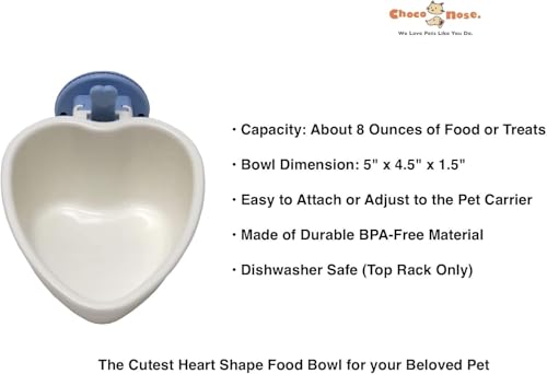 Patented Removable Heart Shaped Food Bowl for Dogs/Puppies/Rabbits/Cats/Guinea Pigs/Chinchillas/Birds -Water Dish for Small Pets or Animals - for Wire Cages or Crates 8 oz, Blue (C607) - color: Blue