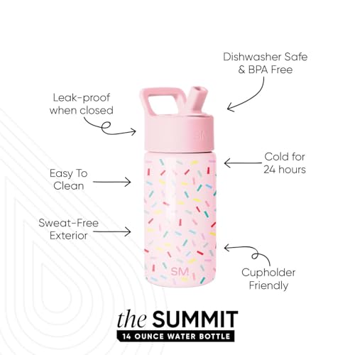 Simple Modern Kids Water Bottle & Toddler Cup | 14oz | Confetti | Insulated Stainless Steel Toddler Water Bottle, Kids Tumbler with Straw | Spill Proof for School, Girls, Boys | Confetti - color: -Confetti, size: 14 Ounces