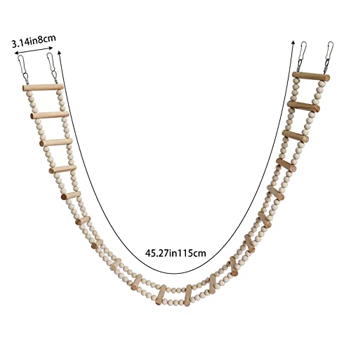 Bird Ladder Bridge, Wooden Pet Hamster Climbing & Swing Toys, Cage Accessories for Birds Rats Parrots Hamster Squirrel Sugar Gliders Parakeets Cockatiels - 20 Steps - 45.3 x 3.14 Inch - size: 20 Steps - 45.3 × 3.14 Inch
