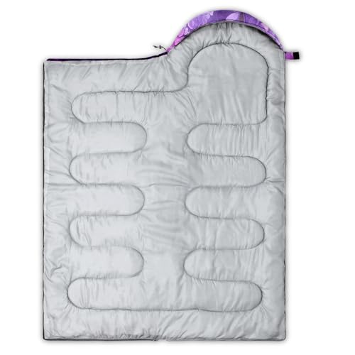 HOSIMA Dear Hunting Pattern Cold Weather Sleeping Bags for Kids Adults. | Black Light Weight Waterproof Sleeping Bags for Outdoors Hiking - color: Purple-e