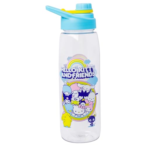 Silver Buffalo Sanrio Hello Kitty and Friends Chococat, Water Bottle, 28oz | Cinnamoroll, Kuromi, Keroppi, Badtz-Maru, Tuxedo Sam, My Melody, Screw Lid, Pochacco, Little Twin Stars, Pompompurin - color: Sanrio Hello Kitty and Friends Group, size: 28 Ounce