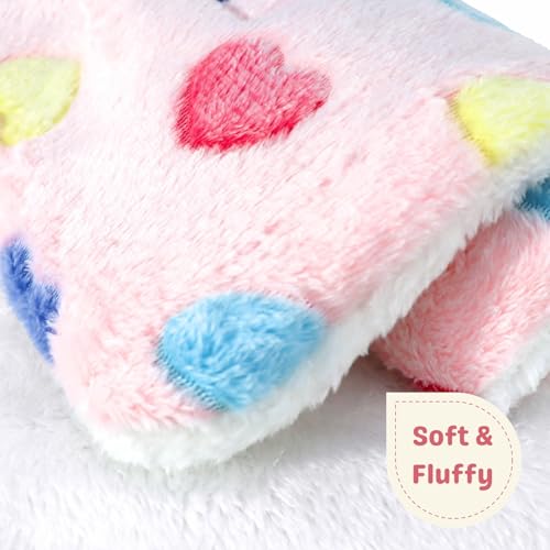 2 Pcs Bunny Bed, Washable Rabbit Bed, Double-Sided Fleece Sleeping Pad for Guinea Pig, Dwarf Rabbit, Chinchilla, Ferret, Hamster, Warm Small Animal Cage Mat, 13x10in, Pink Heart - color: Pink Heart