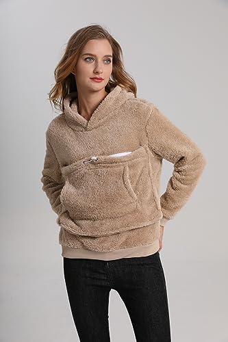 Pet Cat Dog Pouch Hoodies Small Animal Carrier – Kitten Puppy Pouch Sweatshirt Kangaroo Pocket Pullover Top - color: Khaki, size: 4X-Large