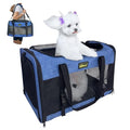 Small Dog Carrier 20"x13"x13", Foldable Soft Pet Travel Bag | Spacious soft-sided carrier with breathable mesh, sturdy frame and foldable design. Fits small pets up to 25 lbs for travel. - color: Blue, size: 20x13x13 In