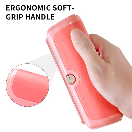 Cat and Dog Deshedding Brush for Shedding, Pink | For cats and dogs, short and medium coats, helps collect loose fur in multi-pet homes - color: Pink