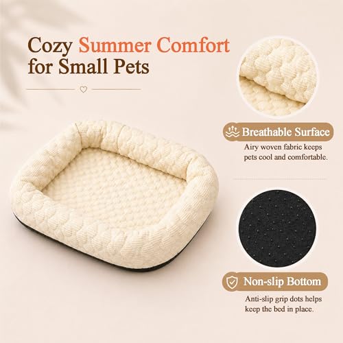 Small Animal Cooling Bed, Ice Silk Summer Pet Bed with Raised Pillow Edges, Non Slip Sleeping Mat for Guinea Pigs, Hamsters, Rabbits and Other Small Pets - color: Yellow
