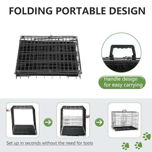 FDW Dog Crate 18-Inch Dog Cage Foldable Metal Kennel with Leakproof Tray Foldable Design Indoor Outdoor Use for Small Dogs,Dark Black - color: Dark Black