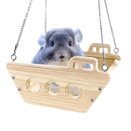 Wooden Chinchilla Hammock Swing, Chinchilla Hanging Platform for Indoor | Hanging Chinchilla Toys Interactive Enrichment, Small Animals Cage Accessories for Hut Ledges and Jumping Platforms