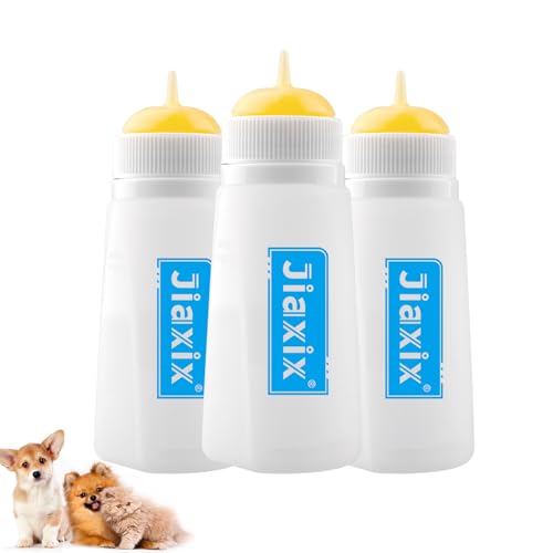 3 Pack Kitten Silicone Bottle Feeding Kit, Vented Nipple & Feeding Kit for Kittens, Reusable Newborn Supplies, Suitable for Feeding Kitten, Puppy, Rabbit, Hamster (Yellow, Small) - color: Yellow, size: Small