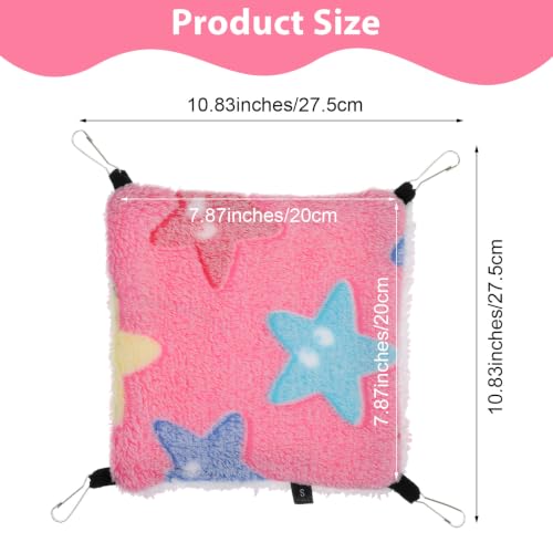 2 Pack Hanging Corner Pet Rat Hammock with Hooks, Warm Fleece Hammocks Small Animal Bed Hideout Swing Cage Accessories for Rats Squirrels Sugar Gliders Guinea Pigs Hamsters Ferret Chinchilla