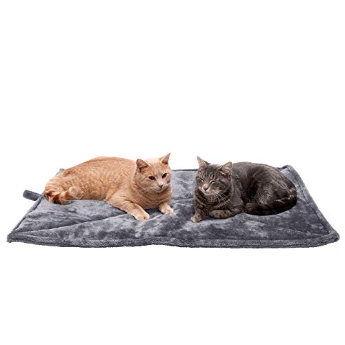 Furhaven ThermaNAP Self-Warming Cat Bed for Indoor Cats & Large/Medium Dogs, Washable & Reflects Body Heat - Quilted Faux Fur Reflective Bed Mat - Gray, Large - color: Gray, size: Large - 36"L x 24"W