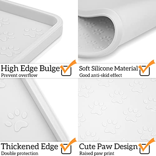 Ptlom Pet Placemat for Dog and Cat, Waterproof Silicone Pet Feeding Bowl Mats for Food and Water, Small Medium Large Dogs Mat Prevent Residues from Spilling to Floor, White, 11.8"x11.8" - color: White, size: 11.8"L x 11.8"W