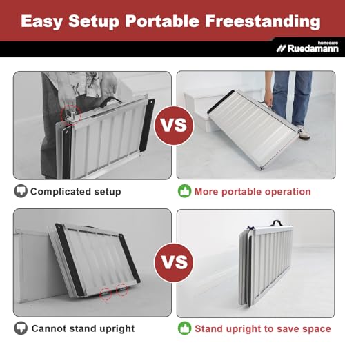 Ruedamann Portable Wheelchair Ramp, Sturdy Non-Slip Aluminum Wheelchair Ramp MR607MW607M0224 - size: 6FT Silver(Using Height 6-18'')
