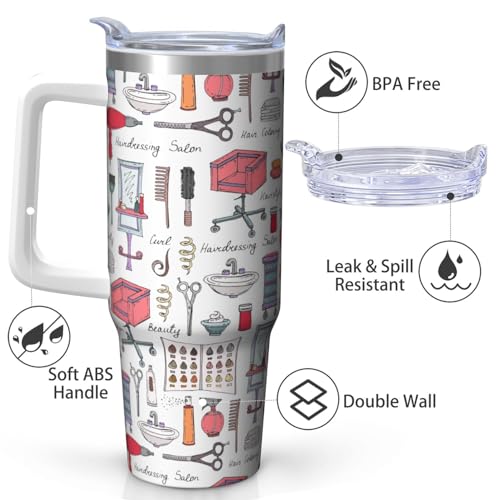 30oz Hair Stylist Stainless Steel Tumbler with Handle and Straw,Hairstylist Mug Cup Water Bottle with Lid,Hairdresser Cosmetology Salon Owner Beautician Gifts - color: Hair