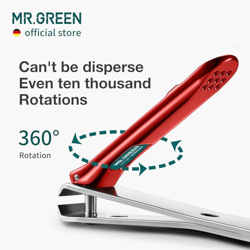 MR.GREEN Nail Clippers Curved Blades Fingernail Cutter Nippers Manicure Scissors Stainless Steel Pedicure Tools with Nail Flies (Medium-Red+Glass File) - color: Medium-red+glass File