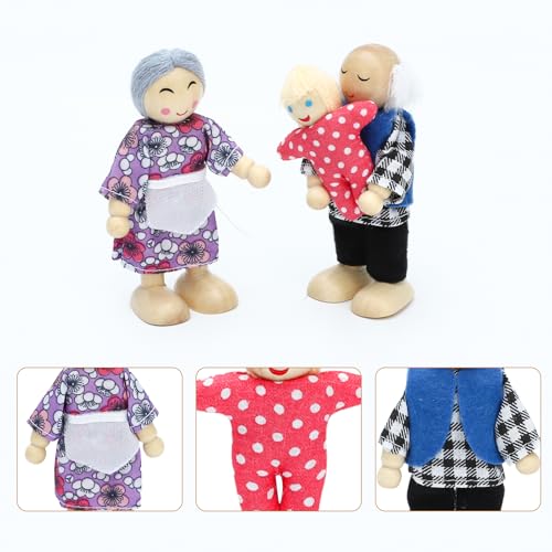ONEST 8 Pieces Wooden Dollhouse Family Set Mini People Figures Sets Dollhouse Dolls Wooden Doll Family Pretend Play Figures Accessories for Pretend Dollhouse - style: Different Style