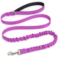 5FT Bungee Dog Leash Shock Absorbing Reflective Nylon Lead 2cm Wide | Soft Handle- Lightweight- Anti-Pull Training for Small/ Medium Dogs- 6 Colors (purple) - color: Purple
