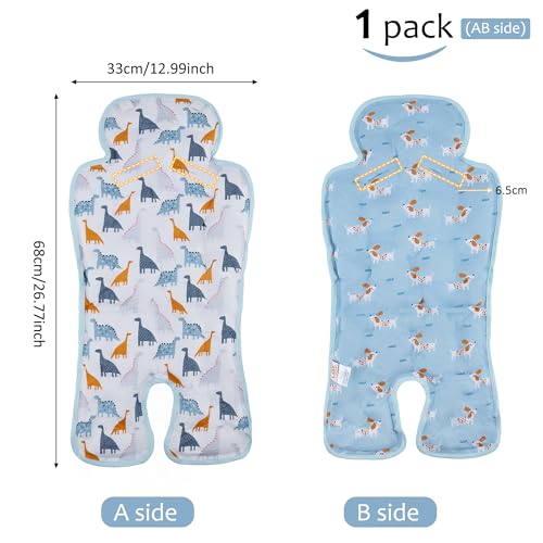 Gel Car Seat Cooler Pad,1 Pack Double Sides-Universal Baby Stroller Ice Cushion Cooler Mat,Summer Cooling Seat Liner,Multifunctional Suitable for Baby Dining Chair,Child Safety Seat (Dinosaur+Dog) - color: Dinosaur+Dog
