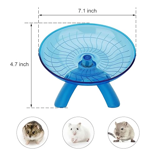 Hamster Wheel Flying Saucer Silent Exercise Wheel Running Wheel for Hamsters, Gerbils, Mice and Other Small Pets, Silent Hamster Running Wheel(Blue) | Non-slip surface, smooth & quiet spinning, durable plastic, encourages healthy exercise, for dwarf hamst