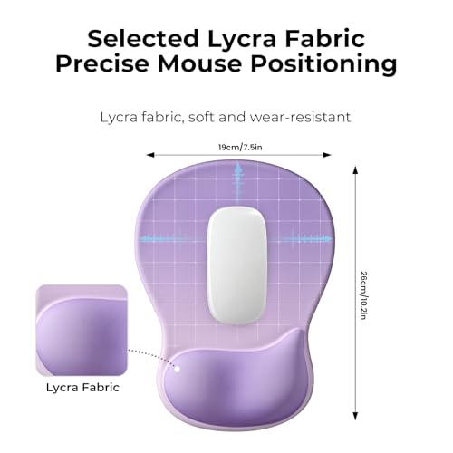 EooCoo Mouse Pad with Gel Wrist Rest, Ergonomic Mousepad Wrist Alignment | Middle Concave Design for Natural Wrist Alignment, Non-Slip Base Mousepad, Carpal Tunnel Relief, Office Desk Accessories - color: Purple