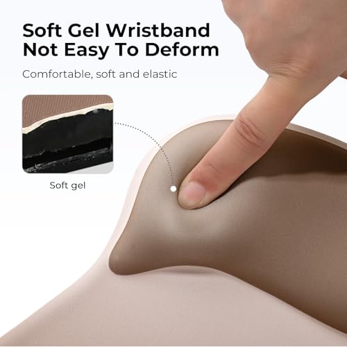 EooCoo Mouse Pad with Gel Wrist Rest, Ergonomic Mousepad Wrist Alignment | Middle Concave Design for Natural Wrist Alignment, Non-Slip Base Mousepad, Carpal Tunnel Relief, Office Desk Accessories - color: Khaki