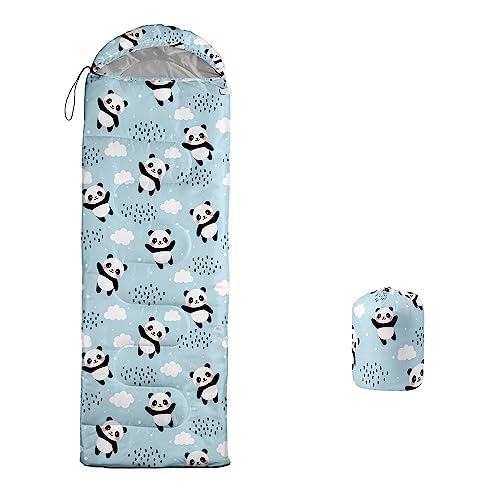 Galaxy Wolf Camping Sleeping Bags Warm & Cool Weather Waterproof Backpacking Blue Purple Starry Sky Sleeping Bag All Seasons Camping, for Adult Kids Boy Girls Camping Gear Equipment, Traveling - color: H-Panda1