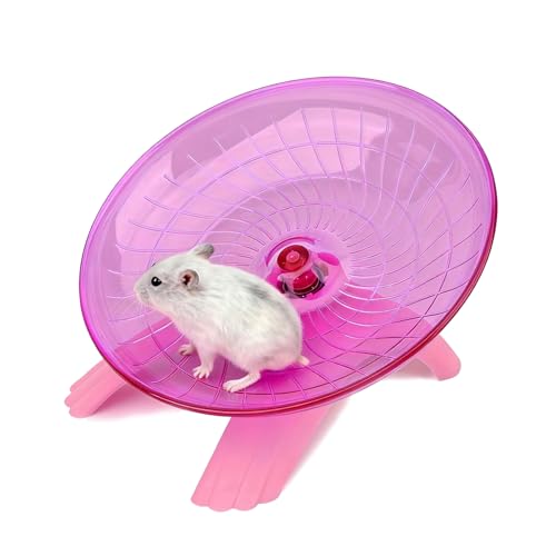 Litewood Small Hamster Wheel Hermit Crab Wheel Small Animal Flying Saucer Spinner Silent Running Exercise Toy Cage Tank Accessory for Dwarf Hamster Gerbil Mouse Rat Mice Hermit Crab (Pink) - color: PINK