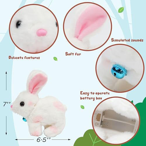 Easfan Pink Jumping Bunny Talking Interactive Plush Toy Gift for Kids | Hopping spotted, moving ears & nose, singing shaking glowing, electric toy, gift for Toddlers - style: Bunny_Pink