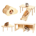 5 Pcs Wooden Hamster Toy Set, Cloud House, Peep Tunnel, Ladder & Small Tables Cage Accessories Climbing Toys for Dwarf Hamsters, Mice & Gerbils