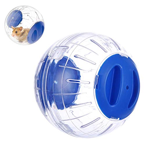 Mini New Cute Dwarf Hamster Running Ball 4.72 Inches Crystal Ball for Hamsters Small Silent Exercise Wheel Cage Accessories for Hamsters Less Than 4 inches 10 cm in Length (Blue) - color: Blue