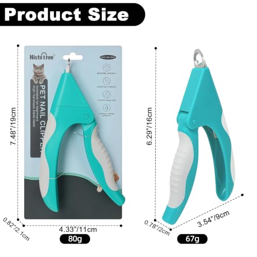 Teal Cat Nail Clipper with Guard Pet Nail Trimmers for Dogs&Cats | Stainless Steel Blade,TPR Overmolded Non-Slip Handle,Cat Nail Trimmer with Thick Nails,Cat Claw Clippers,Dog Nail Clippers