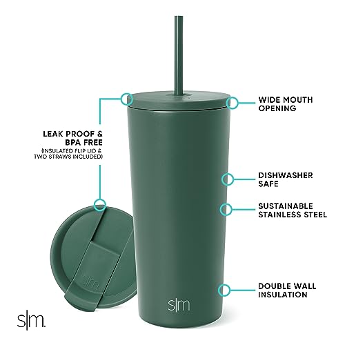 Simple Modern Iced Coffee Tumbler, Insulated | 20oz | Green - color: -Forest, size: 20 Ounces