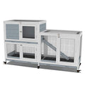 GDLF 58" Rabbit Hutch, Bunny Cage Indoor with Wheels & Cleaning Tray | 58"L x 17.8"W x 34.6"H, 2-Level Design with Wheels, Ramp & No-Leak Cleaning Tray for Rabbits, Guinea Pigs and Small Animals