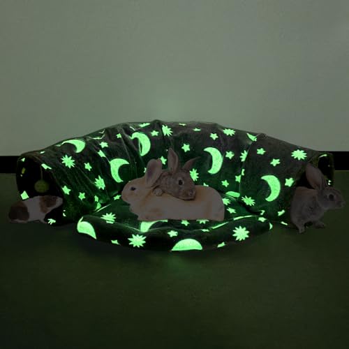 BWOGUE Bunny Tunnel Bed, 2-in-1 Collapsible Rabbit Tunnel Hideout with Mat | Rabbit Tunnel for Indoor Bunnies, Glows After Light Exposure, Removable Mat, Ball Toy for Play, Cats and Guinea Pigs - color: Grey
