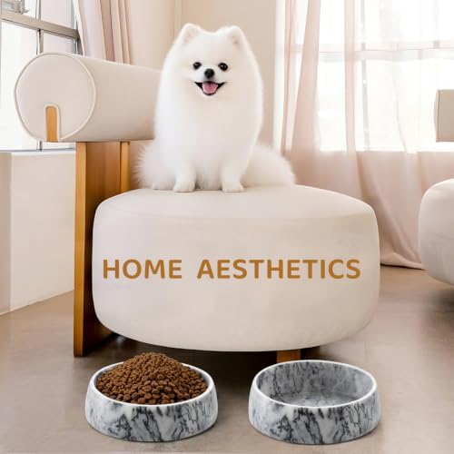 SAMAH Dark Gray Marble Dog Bowl, Non-Slip Non-Tipping Heavy Dog Food Bowl, Large Weighted Stone Dish, Natural Marble Dog Water Bowl, Easy to Clean, Gifts for Cat & Dog Lovers, Holds 6 Cups(6 lbs) - color: Dark Gray, size: L