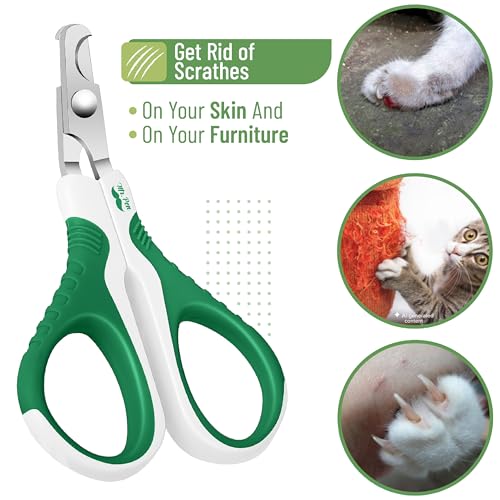 Mr. Pen- Cat Nail Clipper, Stainless Steel | Professional Sharp Cat Claw Trimmer for Small and Medium Cats, Pet Nail Clipper with Sturdy Non Slip Handle - color: Green & White