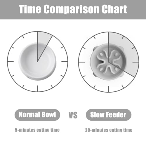 Slow Feeder Dog Bowls Small Breed, Dog Food Bowl Small Anti-Choking Bloat Stop Puzzle Healthy Eating Bowl (Gray, 1 Cup) - color: Gray, size: 1 Cup