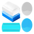 Cradle Cap Brush for Babies, Baby Bath Essentials with Silicone Scrubber Bath Sponge Dual-Sided Comb for Newborns Toddlers Boys Girls (Blue,Set of 5) - color: Blue Brush+ Comb