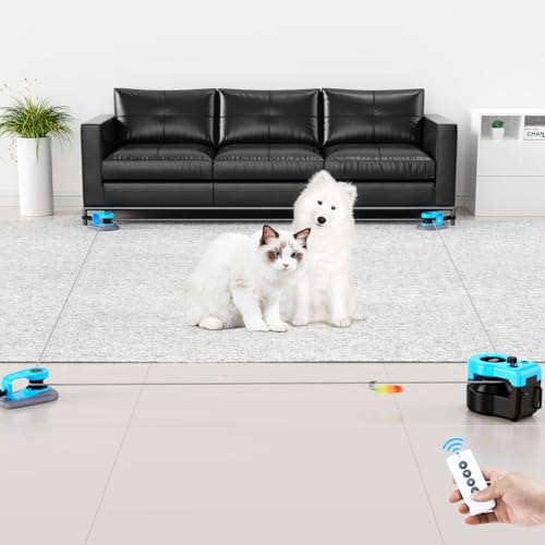 Interactive Cat Toy for Indoor Cats, Auto/Remote Control DIY Cat Mouse Hunting Treadmill Keep Bored Kitten Puppy Entertained to Chase, Feather Toy to Exercise-Sky Blue - color: Sky Blue