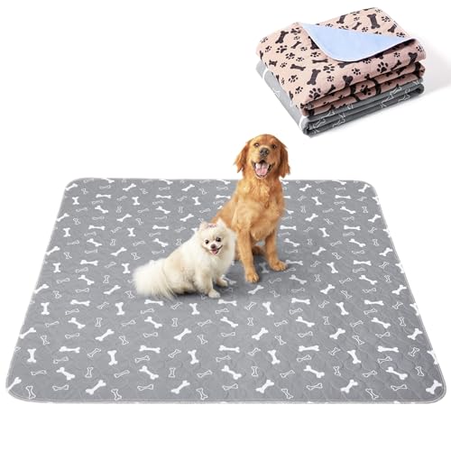 Eterish Reusable Washable Pee Pads for Dogs Large/Extra Large 36'' x 36'' 2 Pack, Absorbent Pet Puppy Dog Training Pads Non-Slip, Waterproof Whelping Potty Pads for Dogs Leak-Proof - color: Grey & Khaki, size: 2 Pack (36"x36")