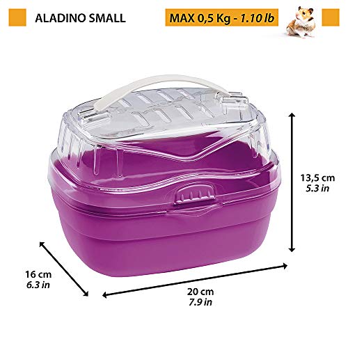 Ferplast Hamster and Other Small Rodent Carrier ALADINO Small Travel Cage for Small Animals Rodents Hamsters - color: Green, size: 7.9"L x 5.1"W x 6.3"H