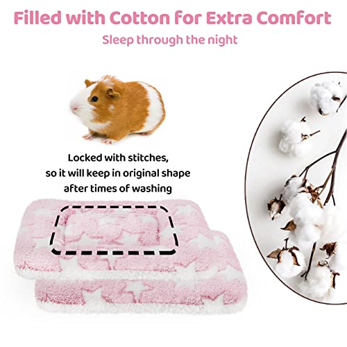 Amakunft 2 Pcs Guinea Pig Bed Mat Washable, Rabbit Winter Bed Pad for Indoor, Warm Small Animal Bed Mattres, Fleece Sleeping Pad for Bunny, Rat, Hedgehog, Sugar Glider, Chinchilla - size: Medium
