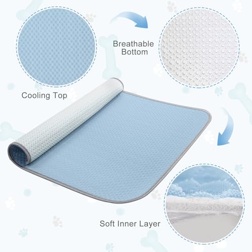 Buvlnee Summer Dog Cooling Mat Washable Ice Silk Self Cool Pad for Small Medium Large Dogs and Cats, Pet Sleeping Pad for Crate, Bed, Indoor & Outdoor Floor, Car Seats - color: Blue, size: 59x40in