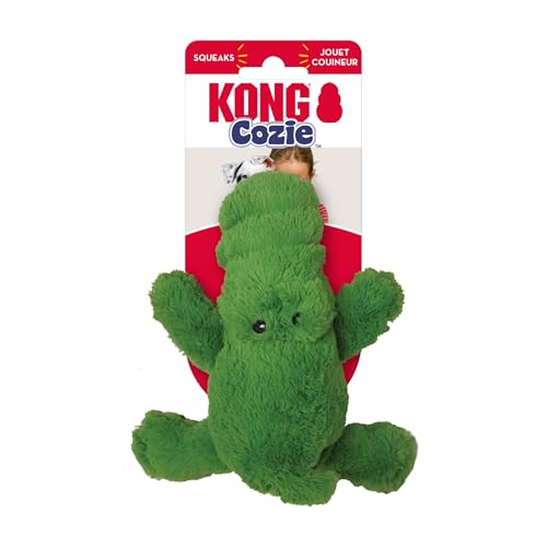 Kong Cozie Ali Alligator Plush Dog Toy, for Small Dogs | Soft Indoor Cuddle Plush Toy with a Squeaker & Minimal Stuffing, Great for Snuggling & Gentle Indoor Play - size: Small, style: Ali the Alligator